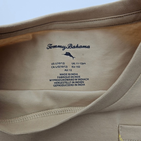 Tommy Bahama Kids Tan Mountain Sun Pocket T-Shirt Boys Size L 10/12 New - Picture 2 of 9